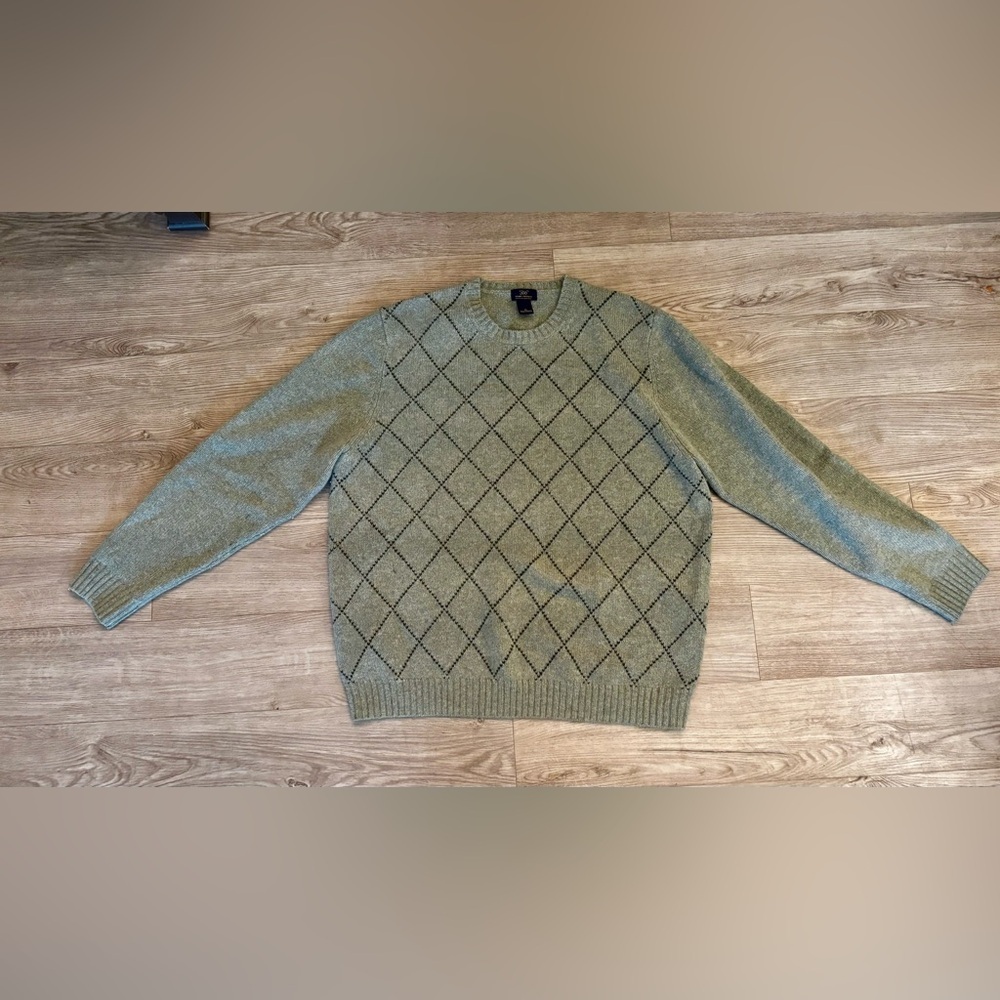 Brooks Brothers Scottish Wool Green Diamond Crewneck Sweater - XL
